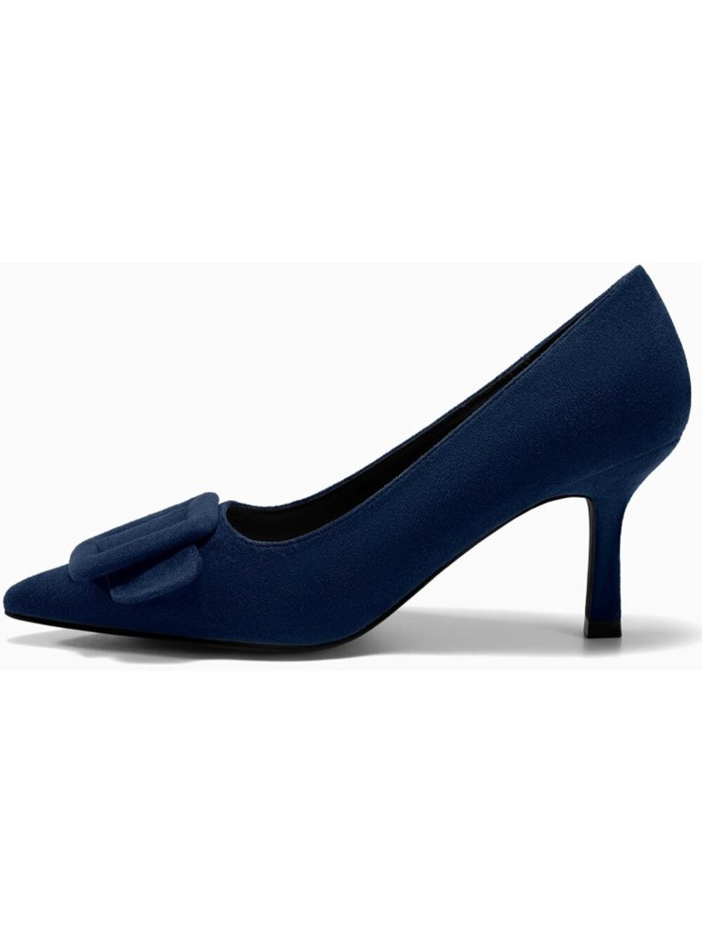 Women's Navy Faux Suede Closed Pointed Toe Stiletto High Heels Pumps Shoes - Picture 5 of 6